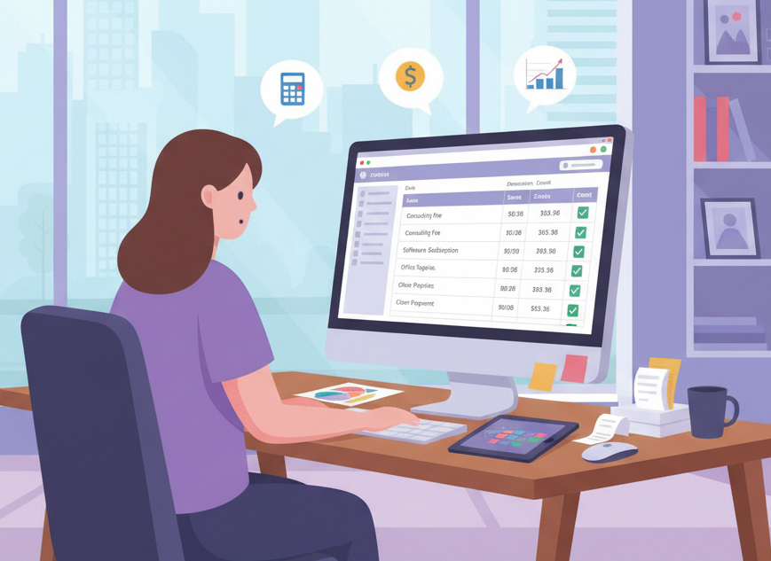 会計ソフトを使って仕訳作業をするフリーランス